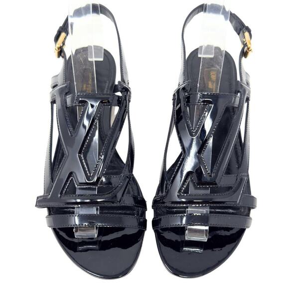 Louis Vuitton Black Patent Leather Sandals - Picture 1 of 9